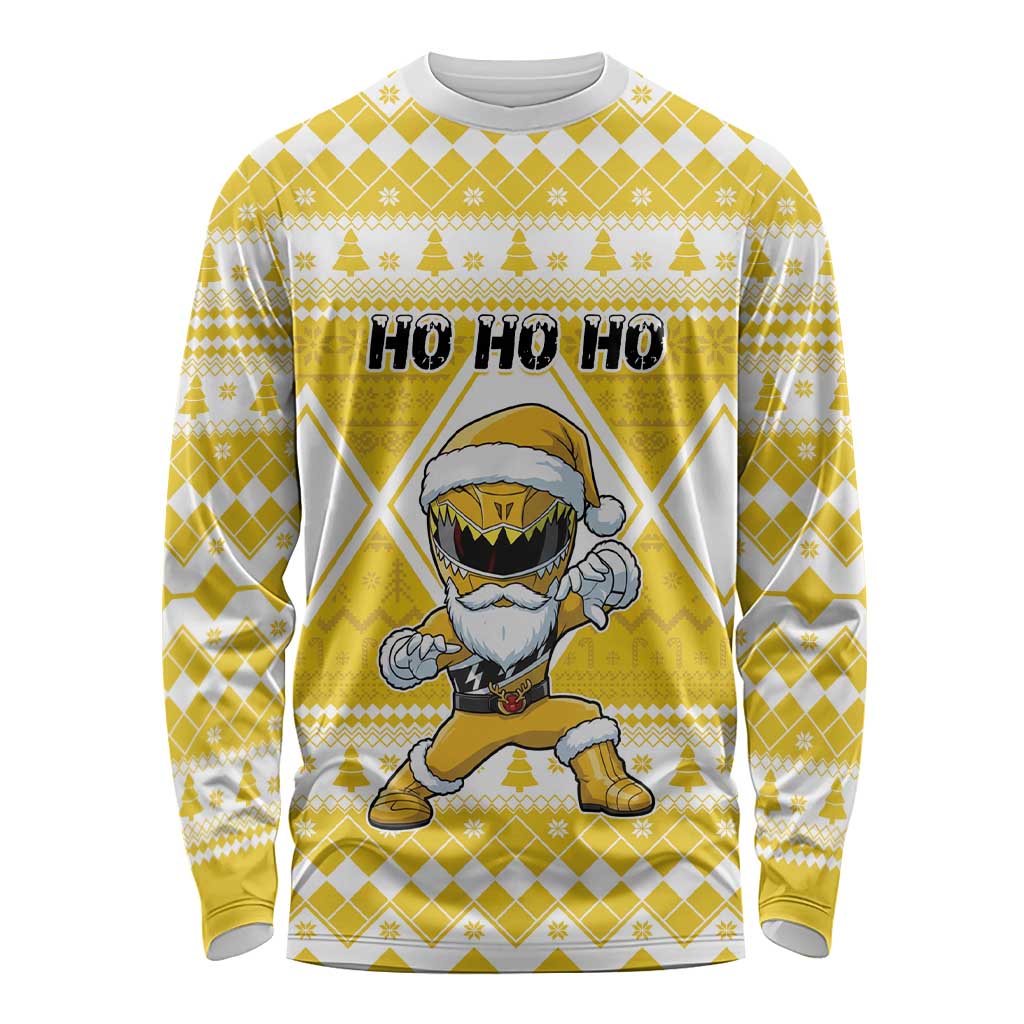 Personalized Power Yellow Ranger Santa Claus Long Sleeve Shirt Funny Christmas - Wonder Print Shop