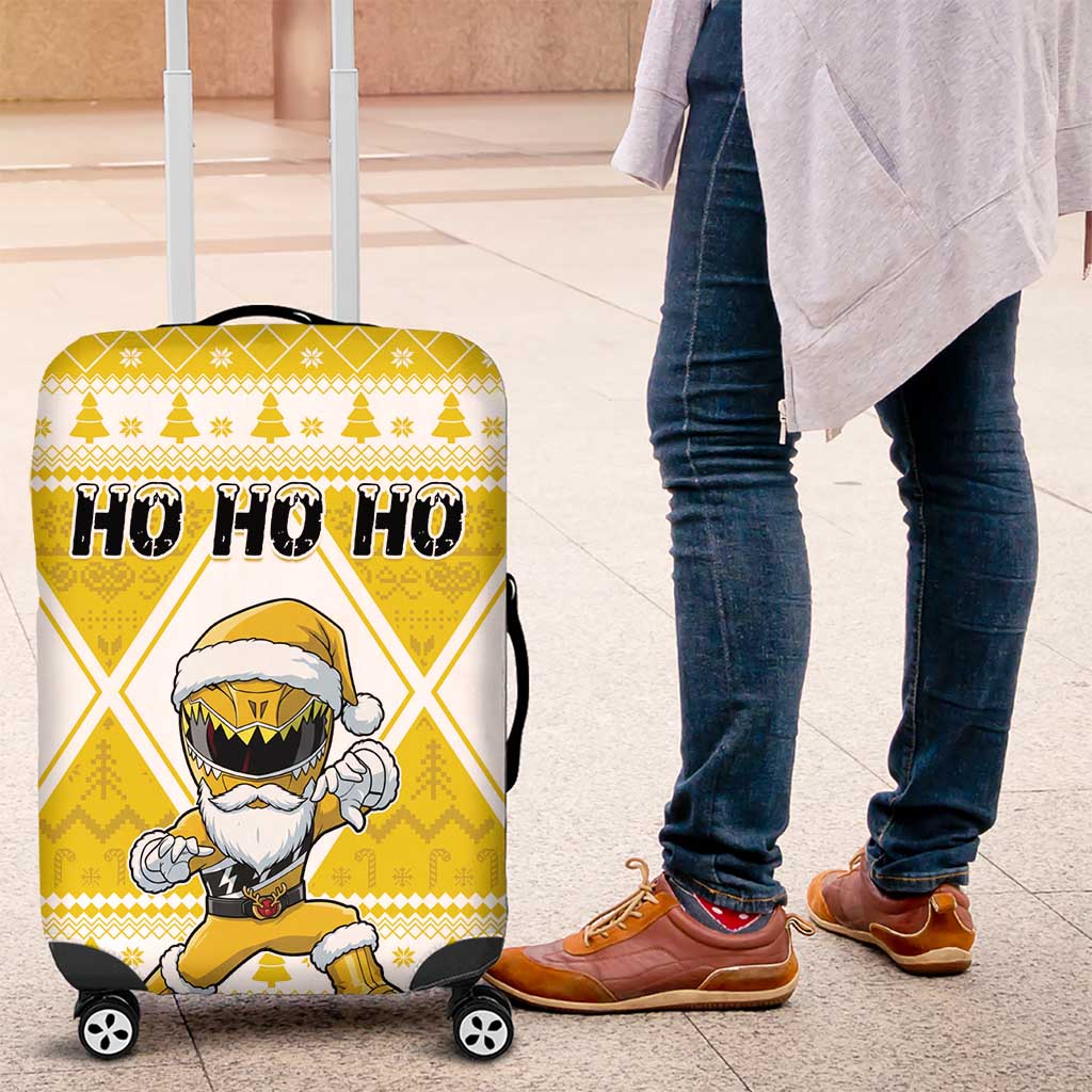 Power Yellow Ranger Santa Claus Luggage Cover Funny Christmas - Wonder Print Shop