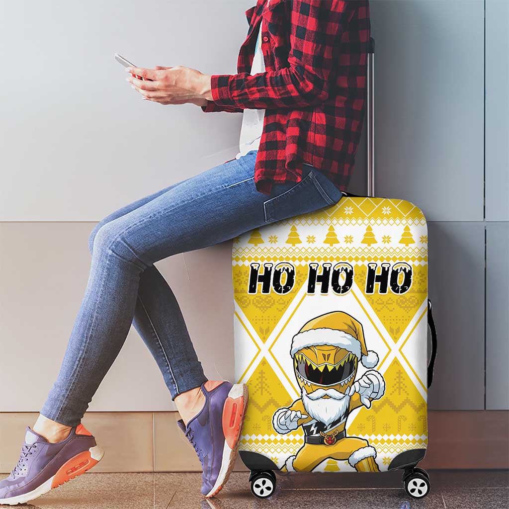 Power Yellow Ranger Santa Claus Luggage Cover Funny Christmas - Wonder Print Shop