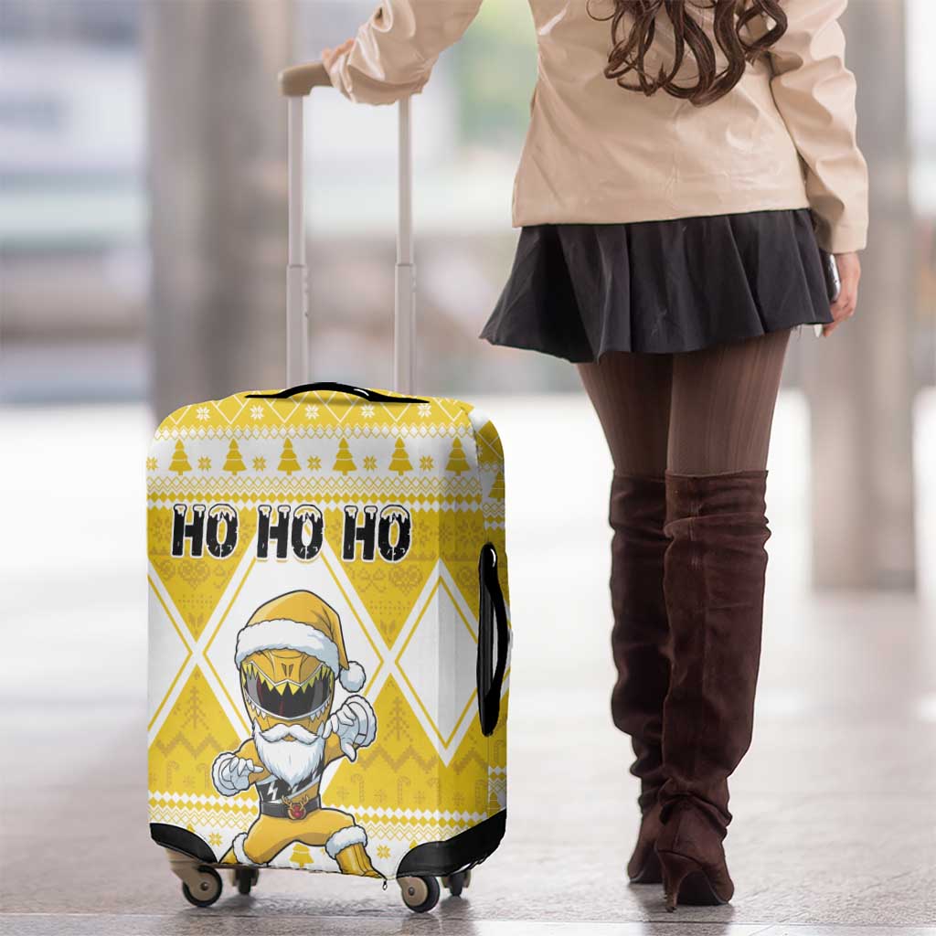 Power Yellow Ranger Santa Claus Luggage Cover Funny Christmas - Wonder Print Shop
