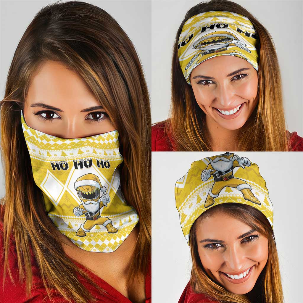 Power Yellow Ranger Santa Claus Neck Gaiter Funny Christmas - Wonder Print Shop