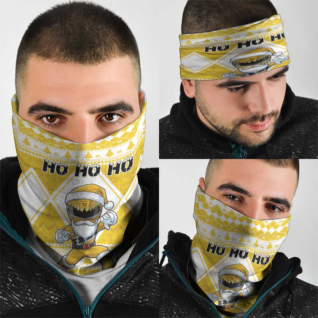 Power Yellow Ranger Santa Claus Neck Gaiter Funny Christmas - Wonder Print Shop