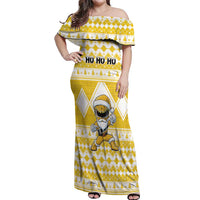 Personalized Power Yellow Ranger Santa Claus Off Shoulder Maxi Dress Funny Christmas - Wonder Print Shop