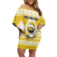 Personalized Power Yellow Ranger Santa Claus Off Shoulder Short Dress Funny Christmas - Wonder Print Shop