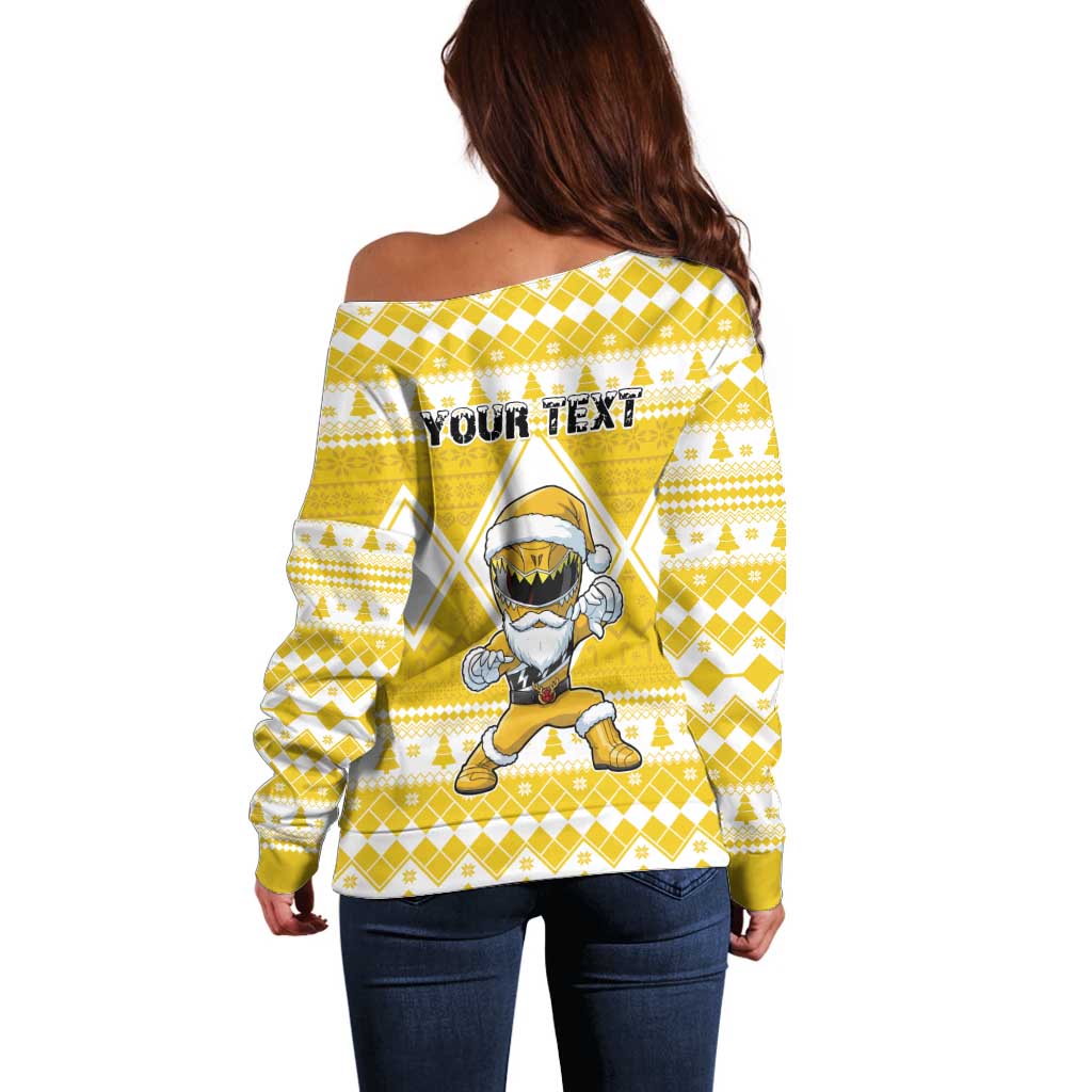 Personalized Power Yellow Ranger Santa Claus Off Shoulder Sweater Funny Christmas - Wonder Print Shop
