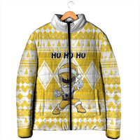 Personalized Power Yellow Ranger Santa Claus Padded Jacket Funny Christmas - Wonder Print Shop