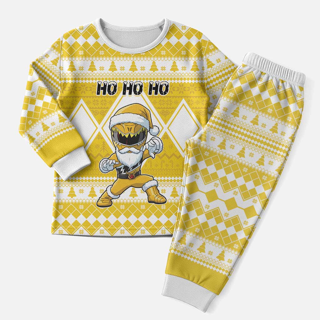 Power Yellow Ranger Santa Claus Christmas Pajama Set Funny Christmas - Wonder Print Shop