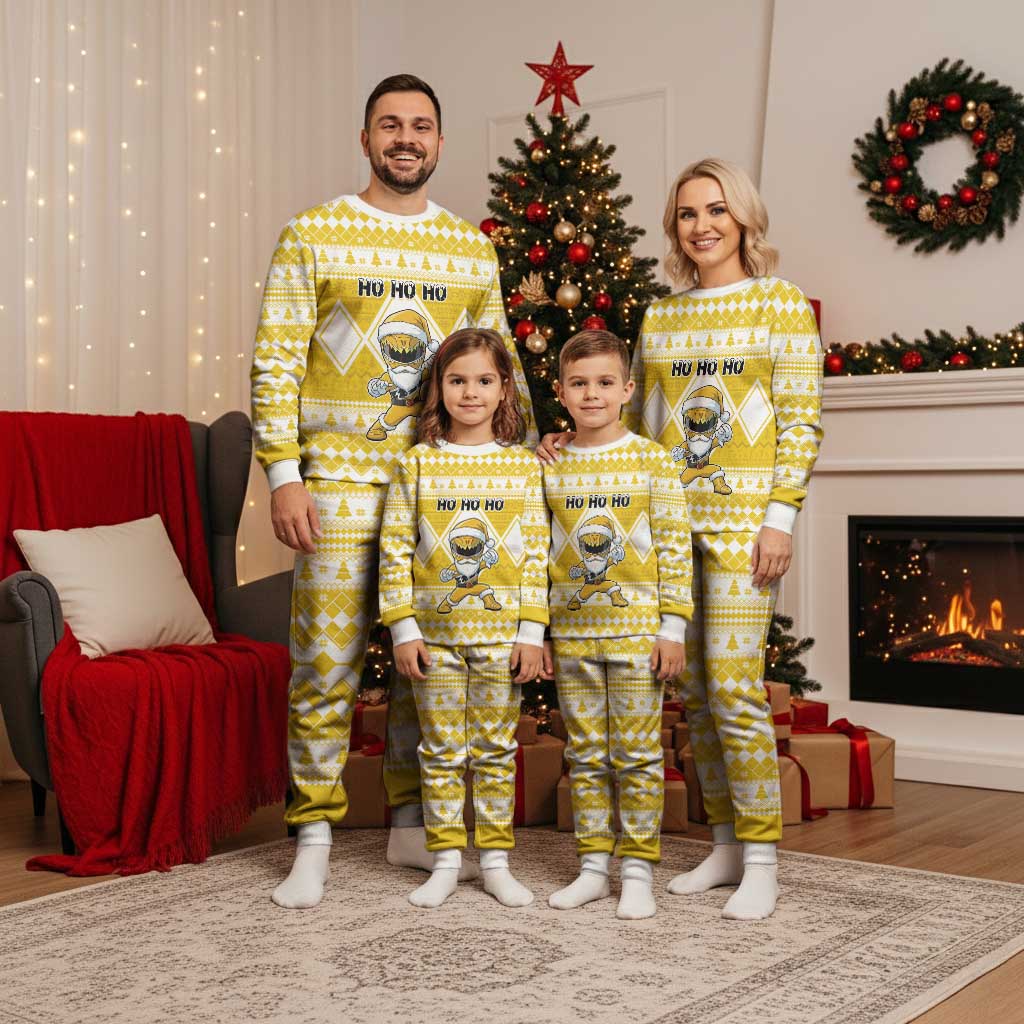 Power Yellow Ranger Santa Claus Christmas Pajama Set Funny Christmas - Wonder Print Shop