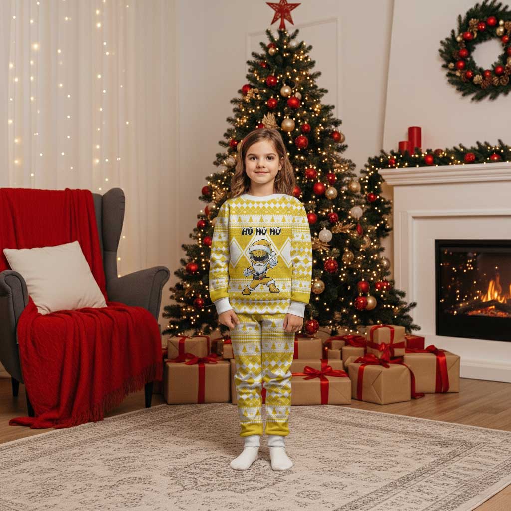 Power Yellow Ranger Santa Claus Christmas Pajama Set Funny Christmas - Wonder Print Shop