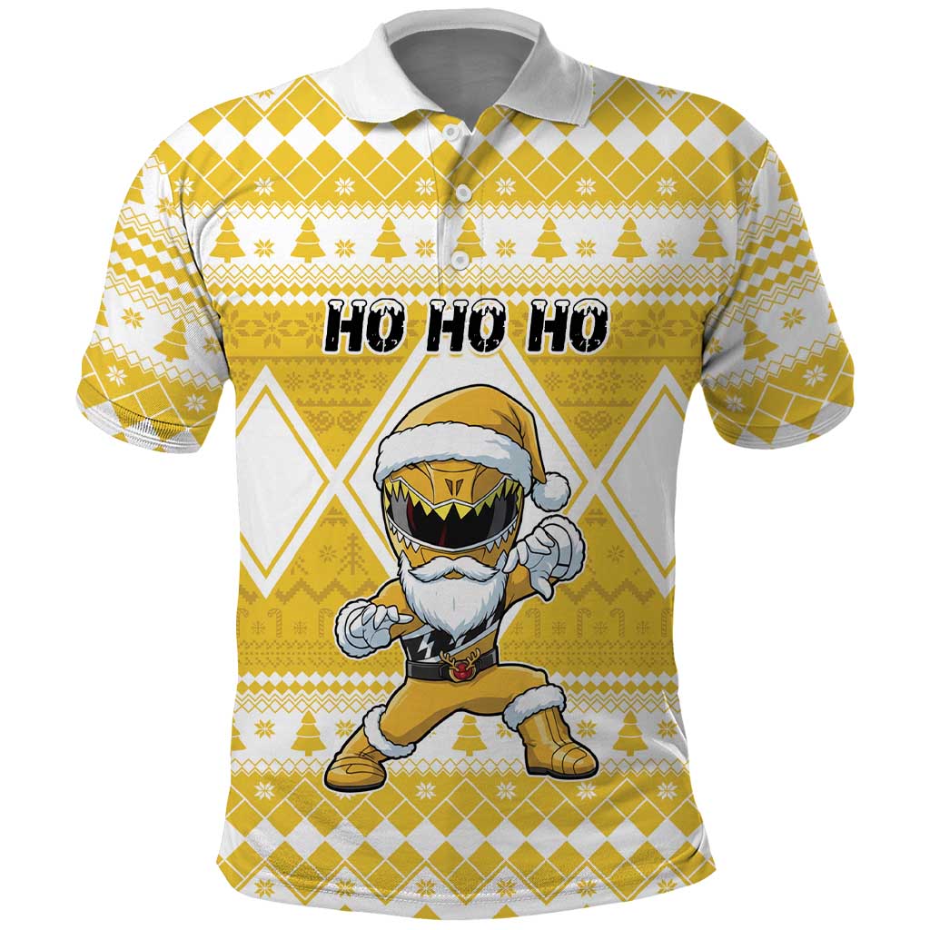 Personalized Power Yellow Ranger Santa Claus Polo Shirt Funny Christmas - Wonder Print Shop