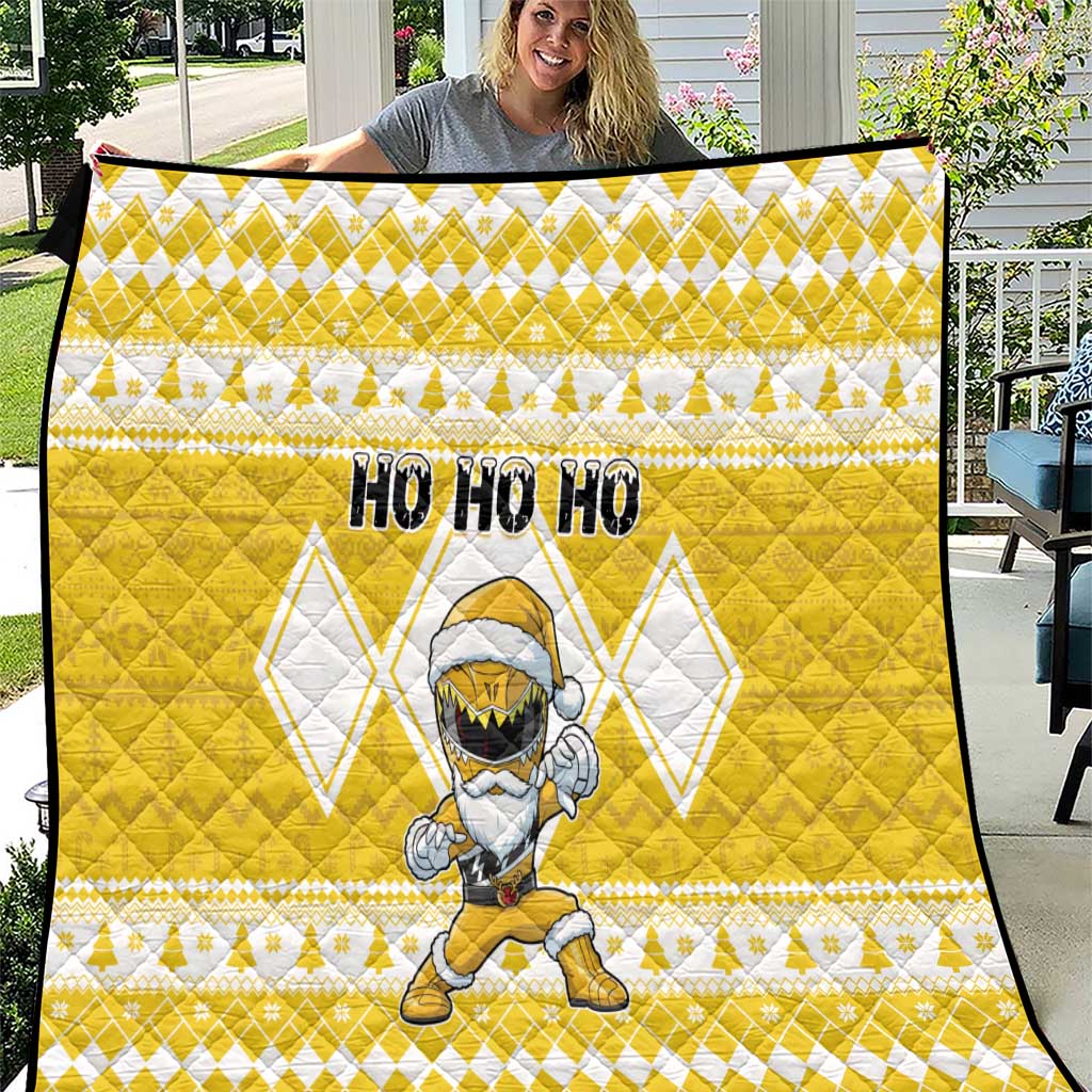 Power Yellow Ranger Santa Claus Quilt Funny Christmas - Wonder Print Shop