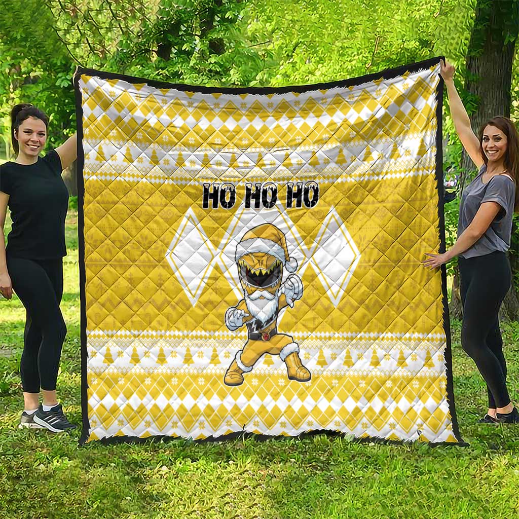 Power Yellow Ranger Santa Claus Quilt Funny Christmas - Wonder Print Shop