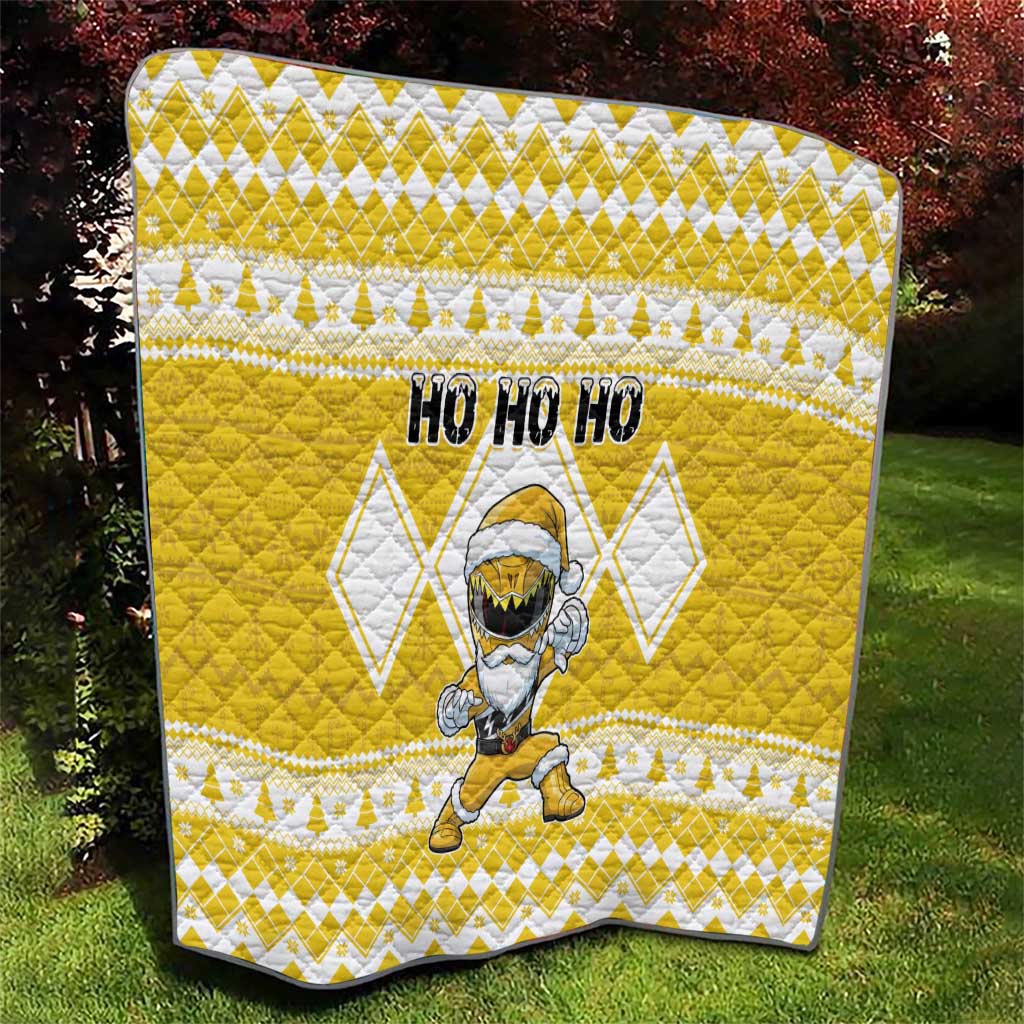 Power Yellow Ranger Santa Claus Quilt Funny Christmas - Wonder Print Shop