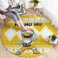 Power Yellow Ranger Santa Claus Round Carpet Funny Christmas - Wonder Print Shop