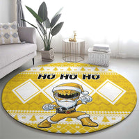 Power Yellow Ranger Santa Claus Round Carpet Funny Christmas - Wonder Print Shop