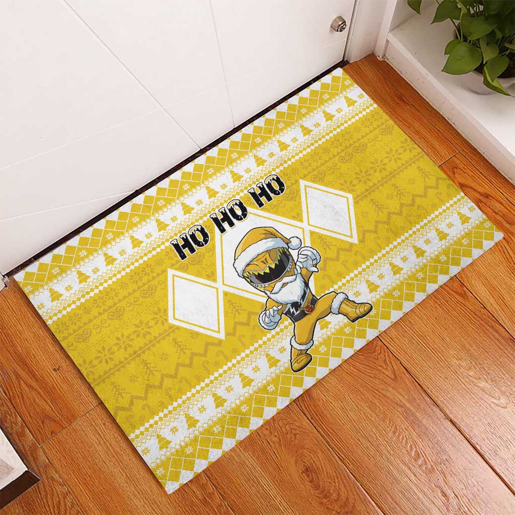 Power Yellow Ranger Santa Claus Rubber Doormat Funny Christmas - Wonder Print Shop