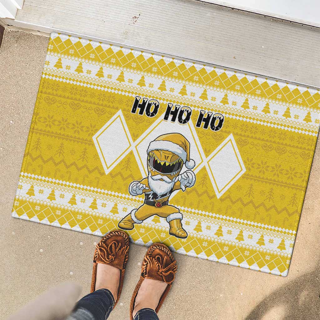Power Yellow Ranger Santa Claus Rubber Doormat Funny Christmas - Wonder Print Shop