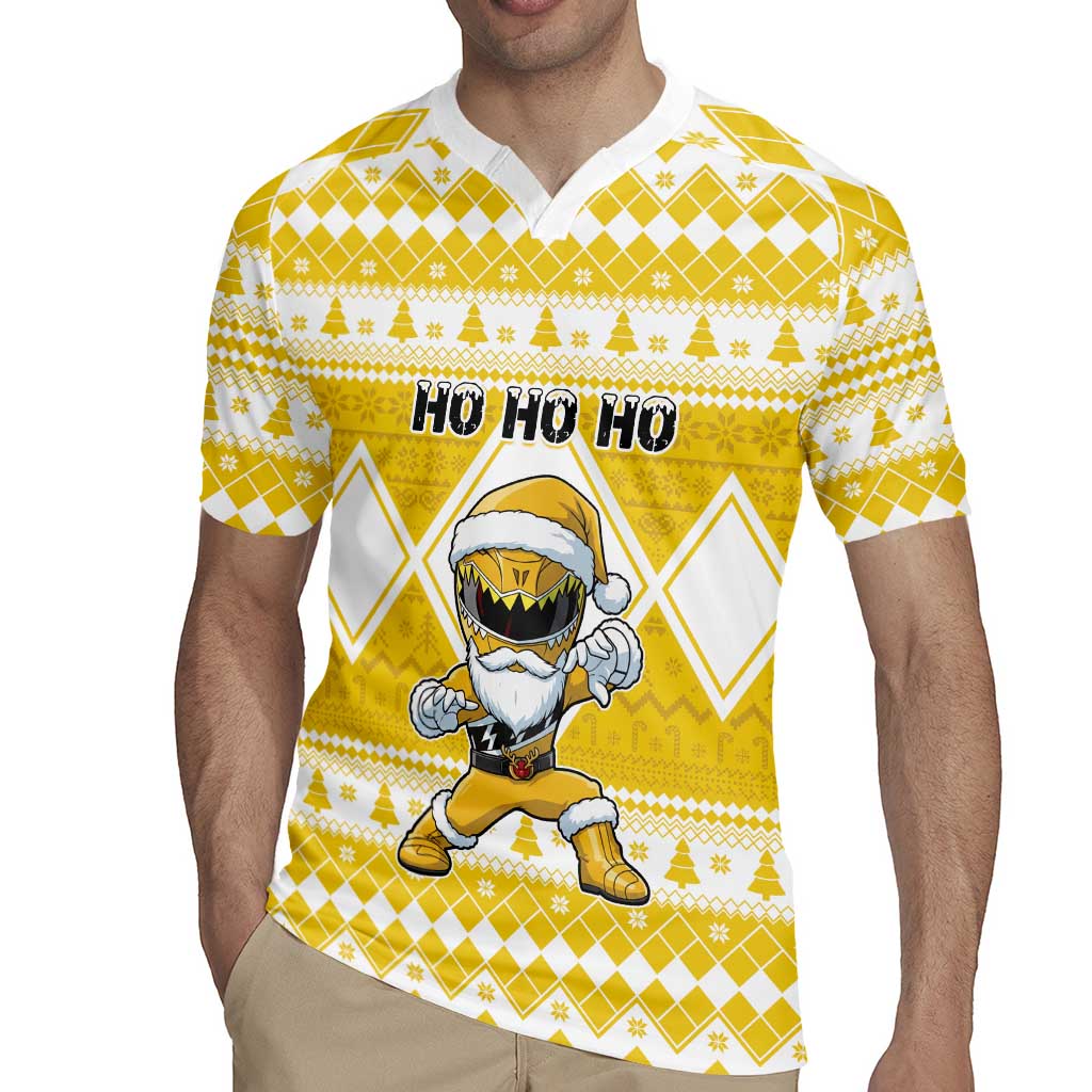 Personalized Power Yellow Ranger Santa Claus Rugby Jersey Funny Christmas - Wonder Print Shop