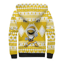 Personalized Power Yellow Ranger Santa Claus Sherpa Hoodie Funny Christmas - Wonder Print Shop