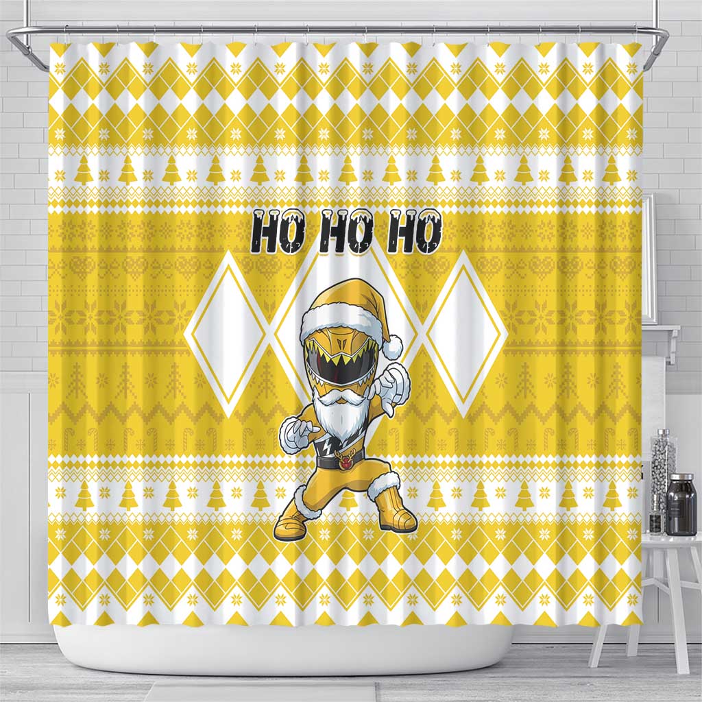 Power Yellow Ranger Santa Claus Shower Curtain Funny Christmas - Wonder Print Shop