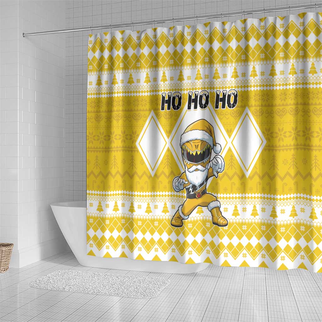 Power Yellow Ranger Santa Claus Shower Curtain Funny Christmas - Wonder Print Shop