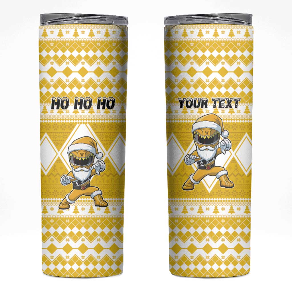 Personalized Power Yellow Ranger Santa Claus Skinny Tumbler Funny Christmas - Wonder Print Shop