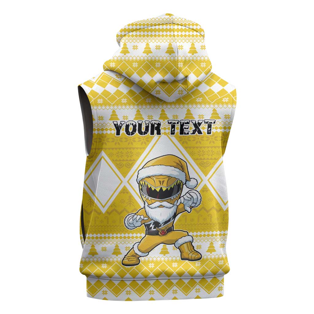 Personalized Power Yellow Ranger Santa Claus Sleeveless Hoodie Funny Christmas - Wonder Print Shop