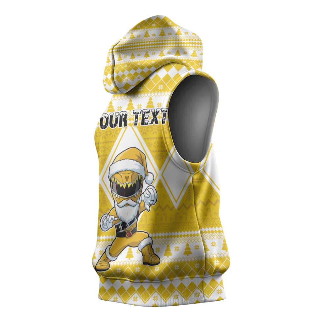 Personalized Power Yellow Ranger Santa Claus Sleeveless Hoodie Funny Christmas - Wonder Print Shop