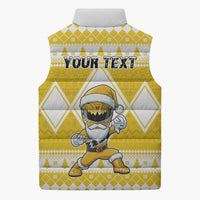 Personalized Power Yellow Ranger Santa Claus Sleeveless Puffer Jacket Funny Christmas - Wonder Print Shop
