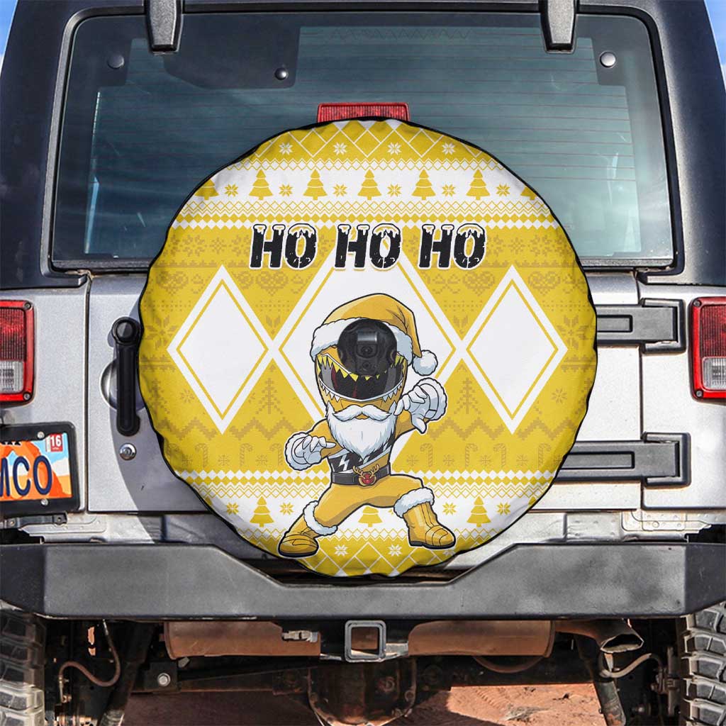 Power Yellow Ranger Santa Claus Spare Tire Cover Funny Christmas - Wonder Print Shop
