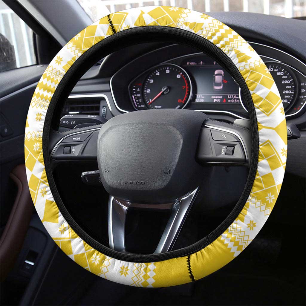 Power Yellow Ranger Santa Claus Steering Wheel Cover Funny Christmas - Wonder Print Shop