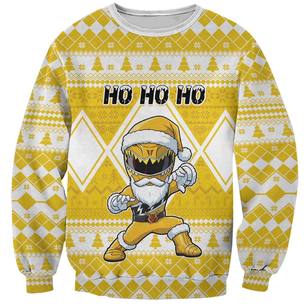 Personalized Power Yellow Ranger Santa Claus Sweatshirt Funny Christmas - Wonder Print Shop