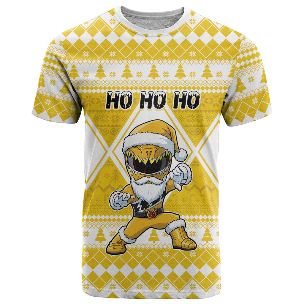 Personalized Power Yellow Ranger Santa Claus T Shirt Funny Christmas - Wonder Print Shop