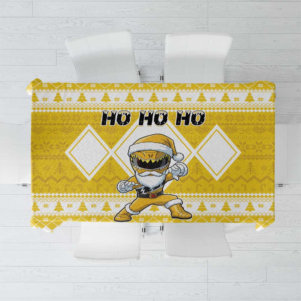 Power Yellow Ranger Santa Claus Tablecloth Funny Christmas - Wonder Print Shop
