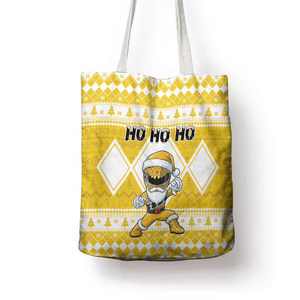 Power Yellow Ranger Santa Claus Tote Bag Funny Christmas - Wonder Print Shop