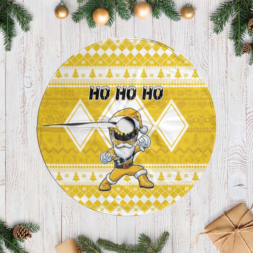 Power Yellow Ranger Santa Claus Tree Skirt Funny Christmas - Wonder Print Shop