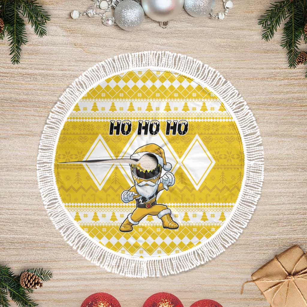 Power Yellow Ranger Santa Claus Tree Skirt Funny Christmas - Wonder Print Shop