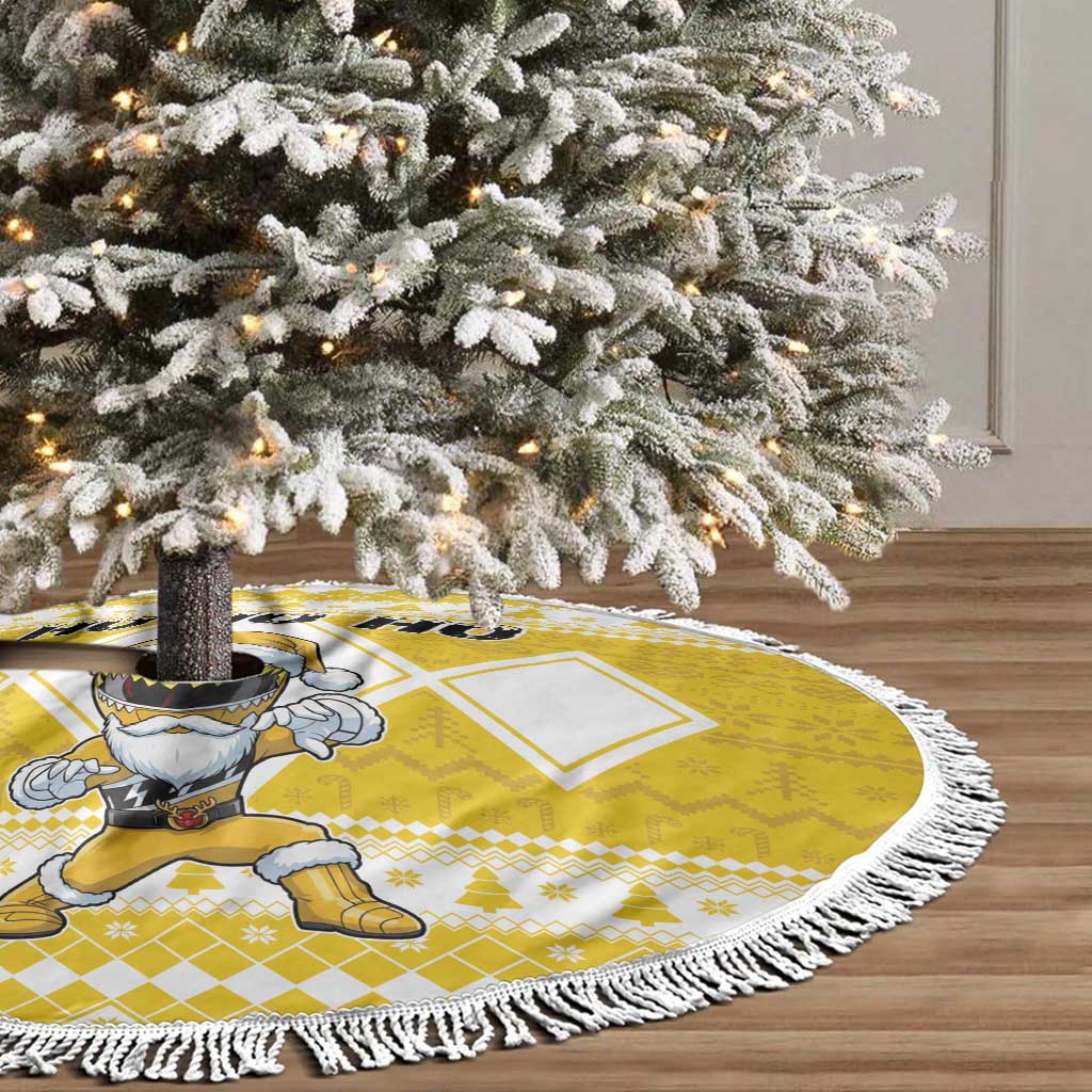 Power Yellow Ranger Santa Claus Tree Skirt Funny Christmas - Wonder Print Shop