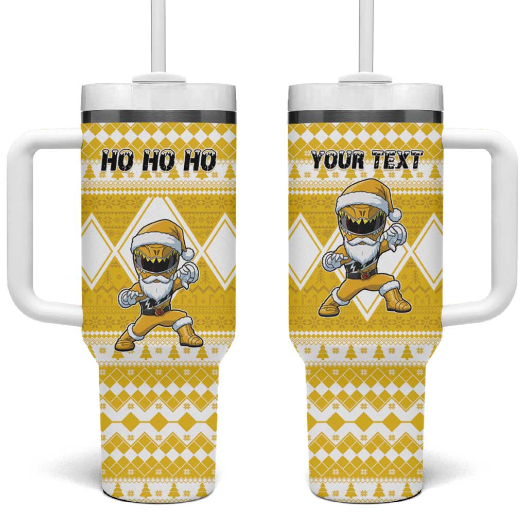 Personalized Power Yellow Ranger Santa Claus Tumbler With Handle Funny Christmas - Wonder Print Shop