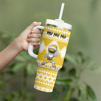 Personalized Power Yellow Ranger Santa Claus Tumbler With Handle Funny Christmas - Wonder Print Shop
