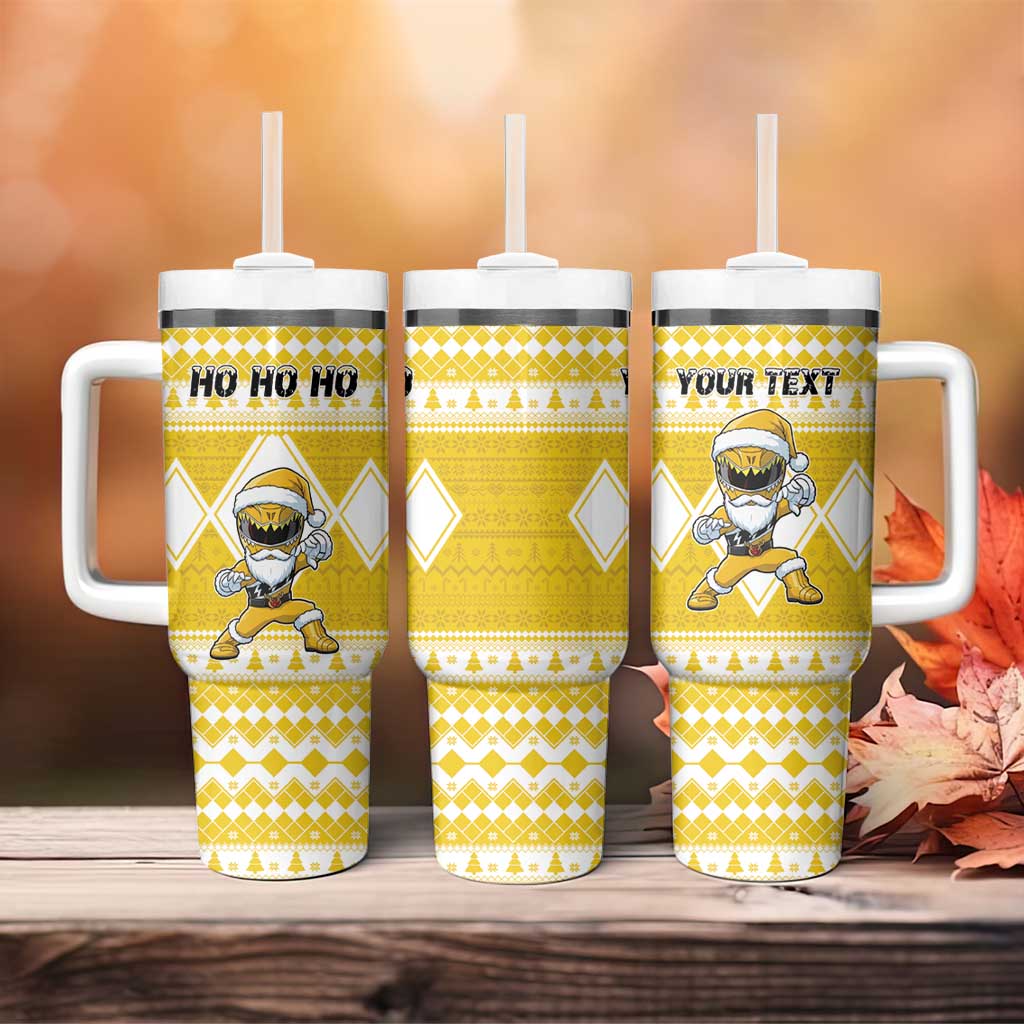 Personalized Power Yellow Ranger Santa Claus Tumbler With Handle Funny Christmas - Wonder Print Shop