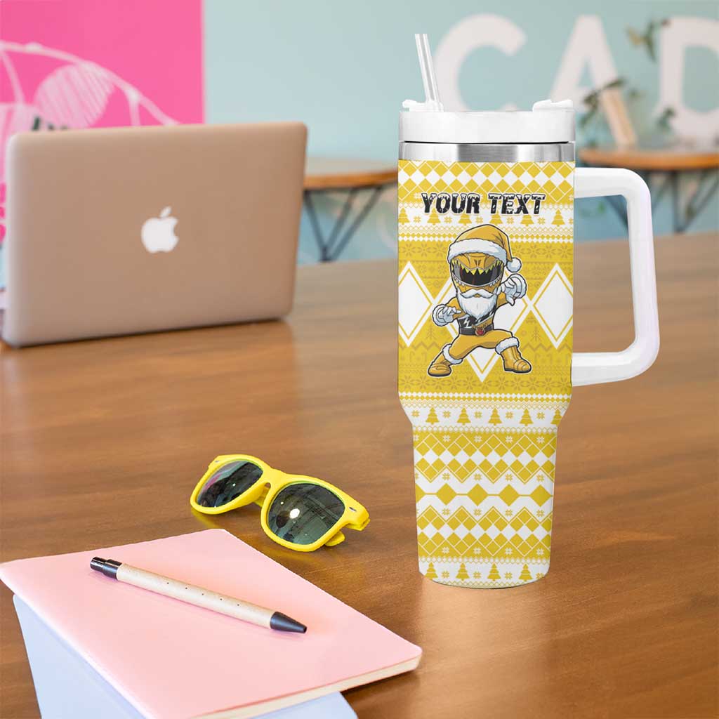 Personalized Power Yellow Ranger Santa Claus Tumbler With Handle Funny Christmas - Wonder Print Shop