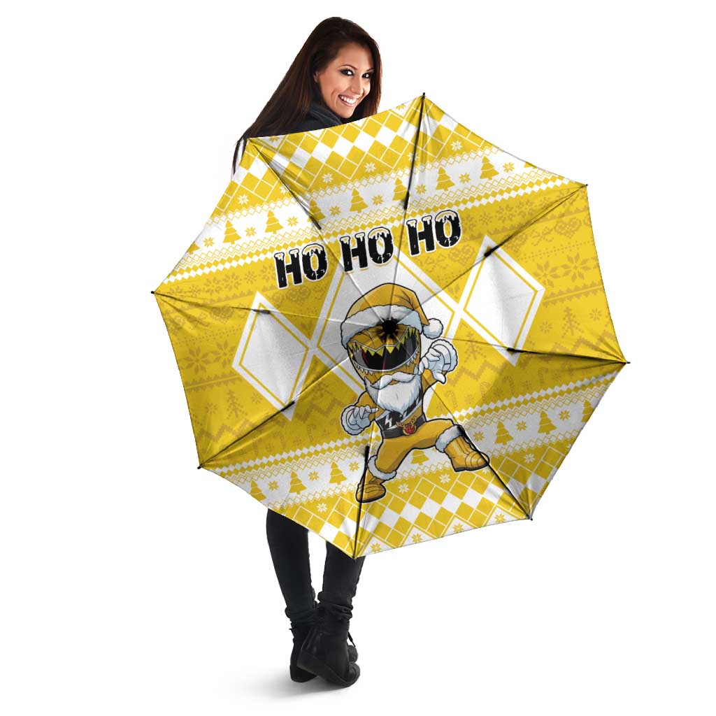 Power Yellow Ranger Santa Claus Umbrella Funny Christmas - Wonder Print Shop