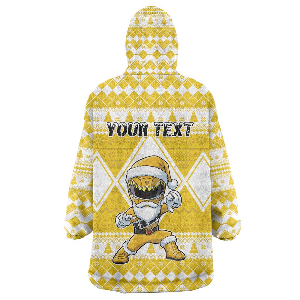 Personalized Power Yellow Ranger Santa Claus Wearable Blanket Hoodie Funny Christmas - Wonder Print Shop
