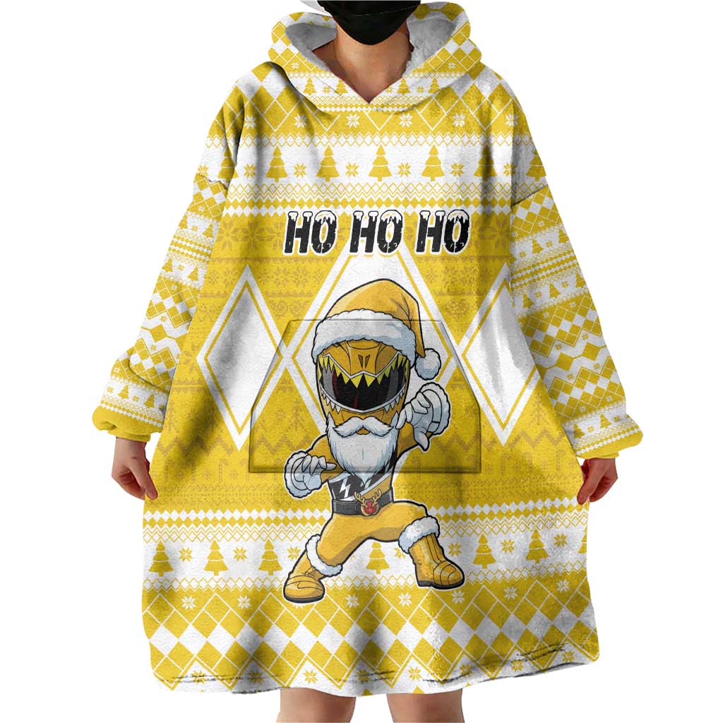 Personalized Power Yellow Ranger Santa Claus Wearable Blanket Hoodie Funny Christmas - Wonder Print Shop