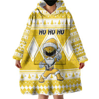 Personalized Power Yellow Ranger Santa Claus Wearable Blanket Hoodie Funny Christmas - Wonder Print Shop