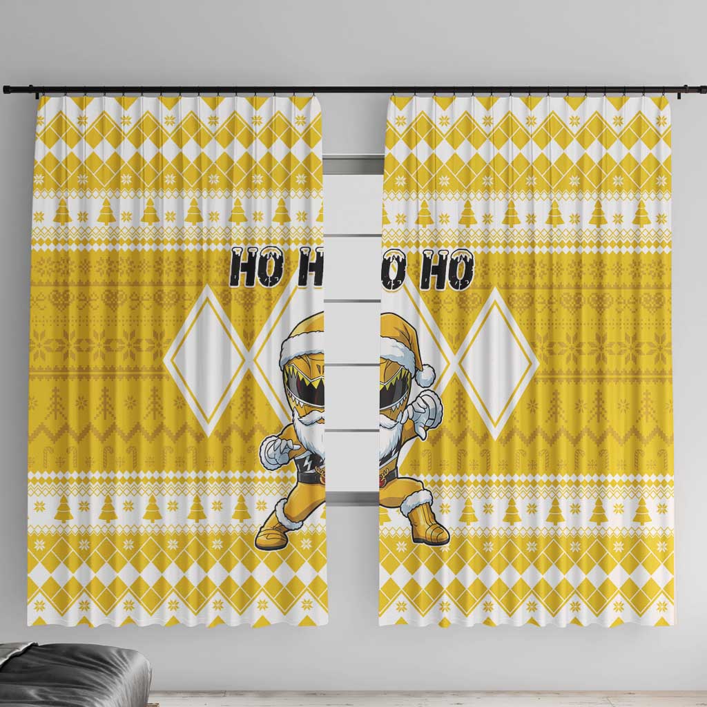 Power Yellow Ranger Santa Claus Window Curtain Funny Christmas - Wonder Print Shop