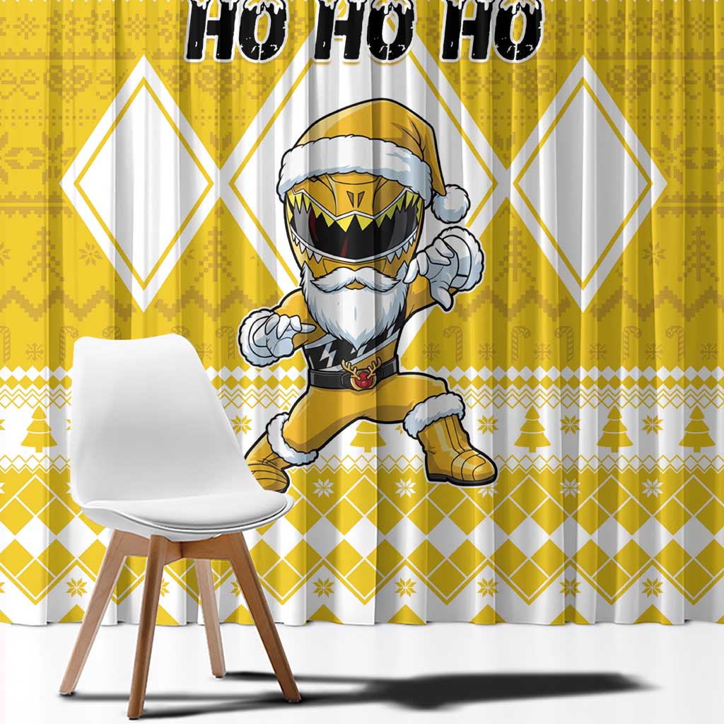 Power Yellow Ranger Santa Claus Window Curtain Funny Christmas - Wonder Print Shop