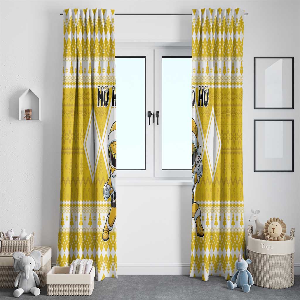Power Yellow Ranger Santa Claus Window Curtain Funny Christmas - Wonder Print Shop
