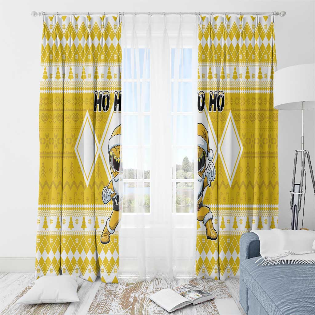 Power Yellow Ranger Santa Claus Window Curtain Funny Christmas - Wonder Print Shop